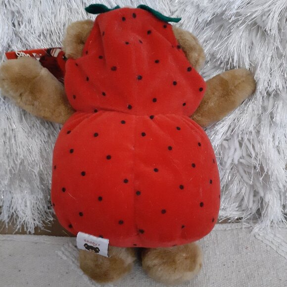 NEW! SHARI'S BERRIES PLUSH TEDDY BEAR IN STRAWBERRY COSTUME 10" VINTAGE 1999 - Picture 3 of 6